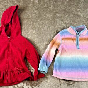OSHKOSH B'GOSH Girls 1/4 Zip Colorful Fleece & Carters Zip up Hoodie SIZE 18M